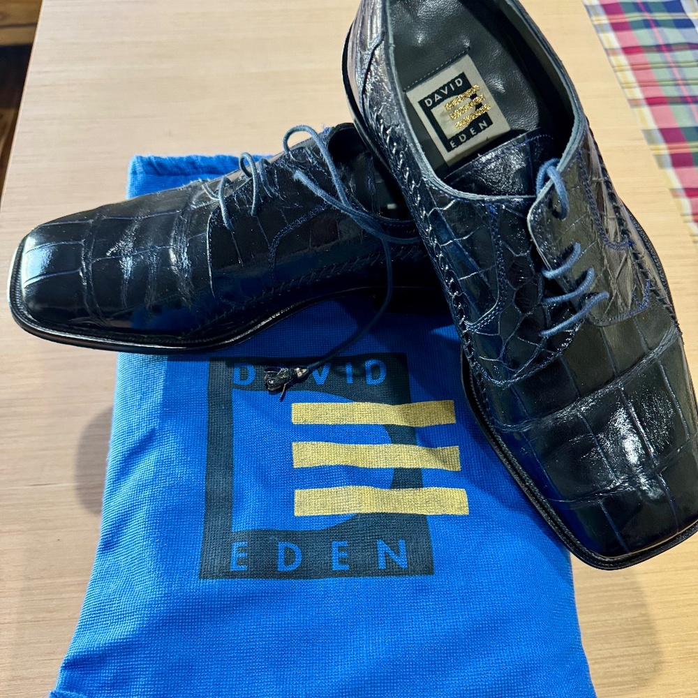 Navy Blue David Eden alligator shoes